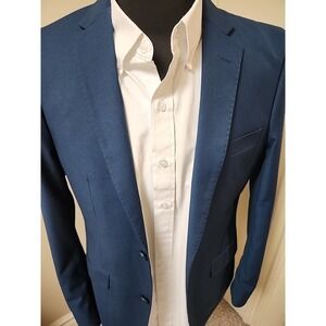 Statement Men's Super 150's 100% Wool Two Button Blazer Sz 36R Indigo Slim